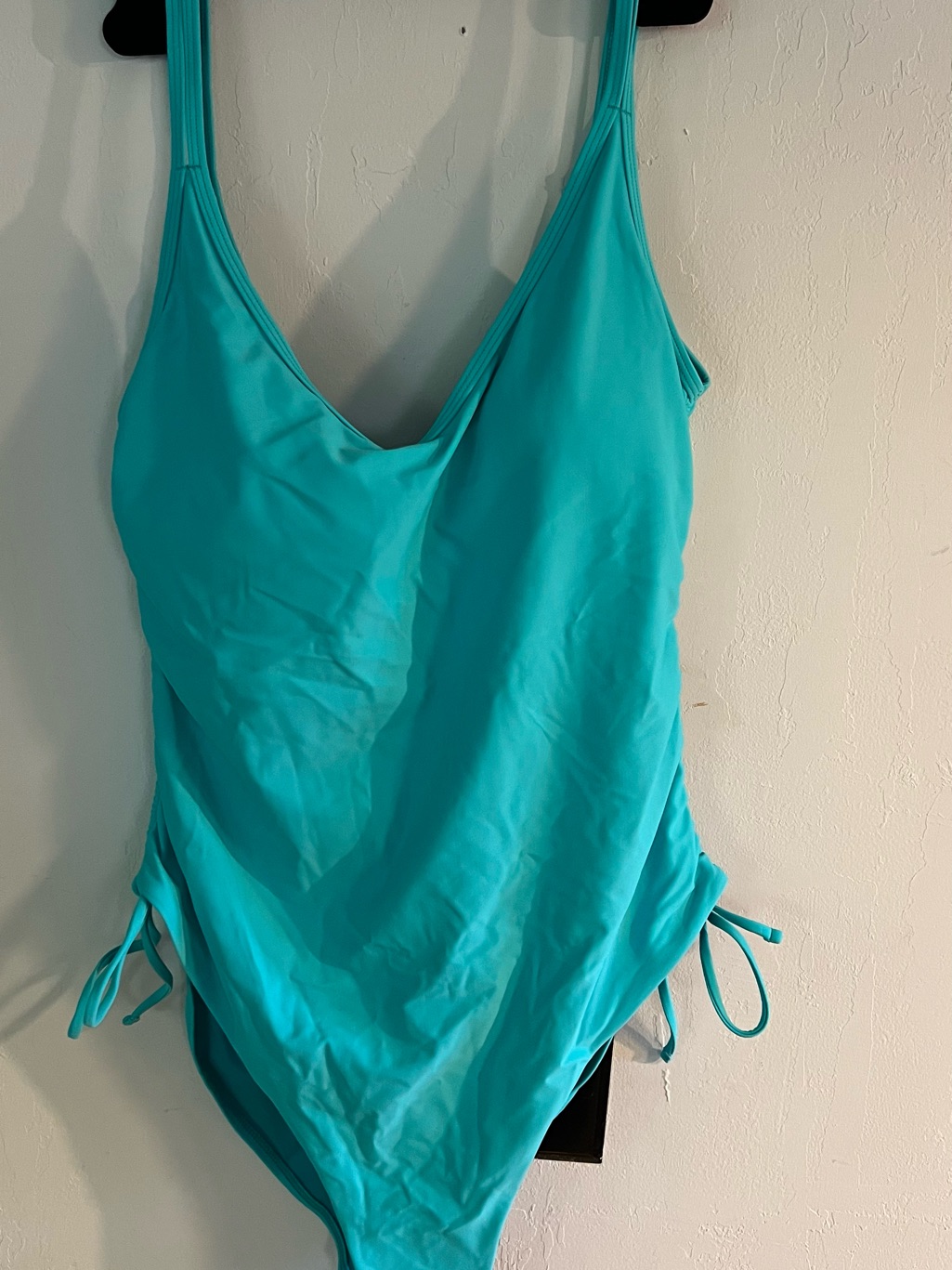 Kobi Halperin Teal Vneck Onepiece Swimsuit With Side Ties